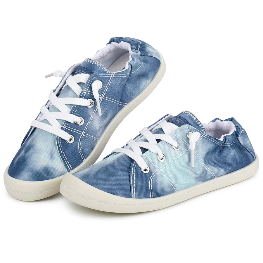 JENN ARDOR Women's Canvas Shoes Low Top Classic Slip-On Soft Memory Foam Sole Sneakers Fashion Arch Support Flats