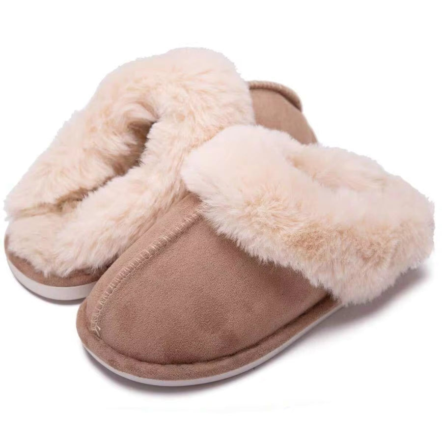 Cozy Women's Slip-On Moccasins With Non-Slip Platform - Ideal For Winter Home Comfort In Soft Plush Fleece Warm House Slippers Women Shoes